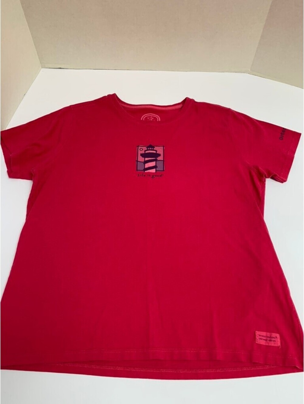 Life is Good Red Outer Banks T Shirt Size L